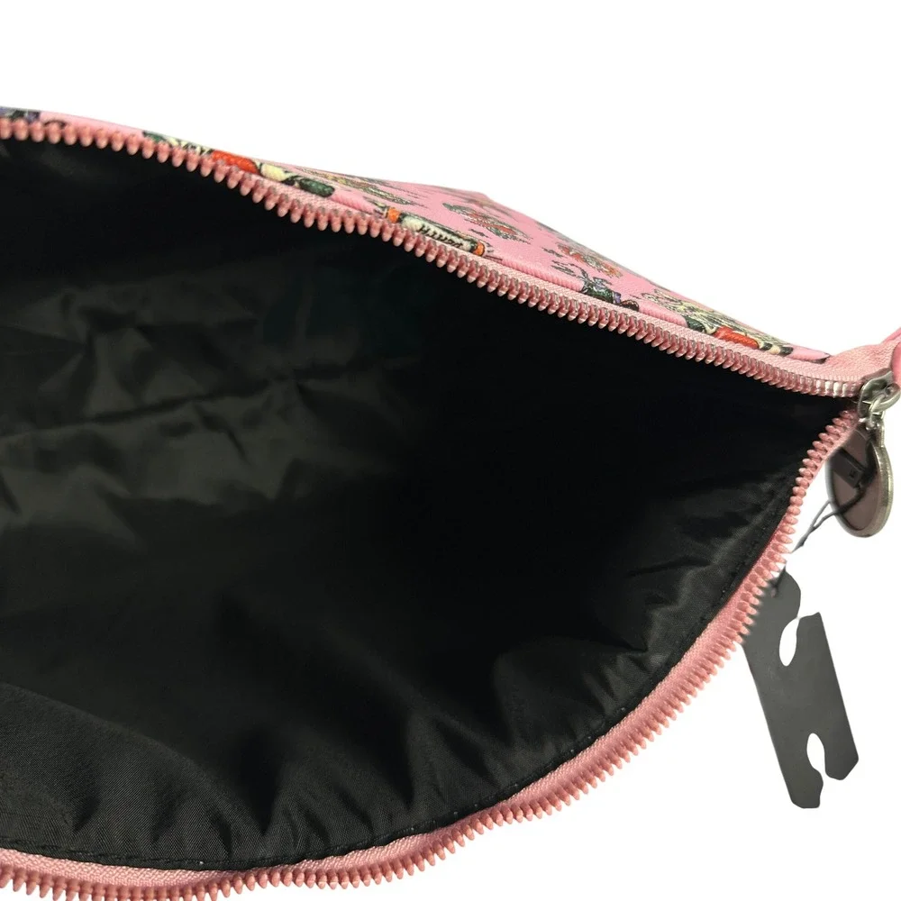 Ed Hardy Pink Tattoo Print Makeup Bag Skulls Tigers Pouch NWT